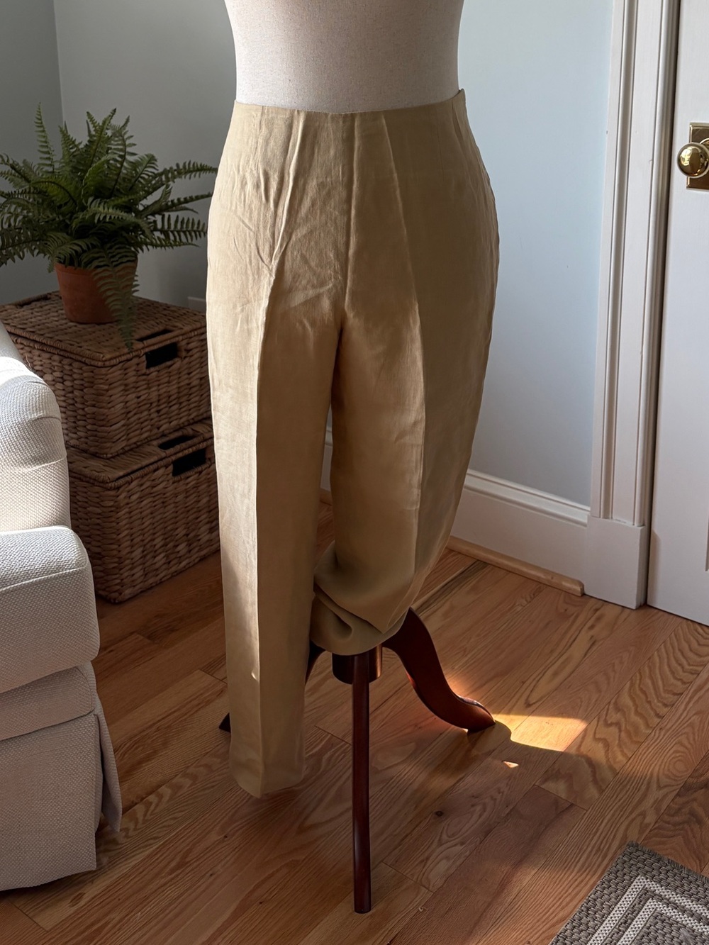 Shamask for Bergdorf Goodman Linen Pants in Khaki